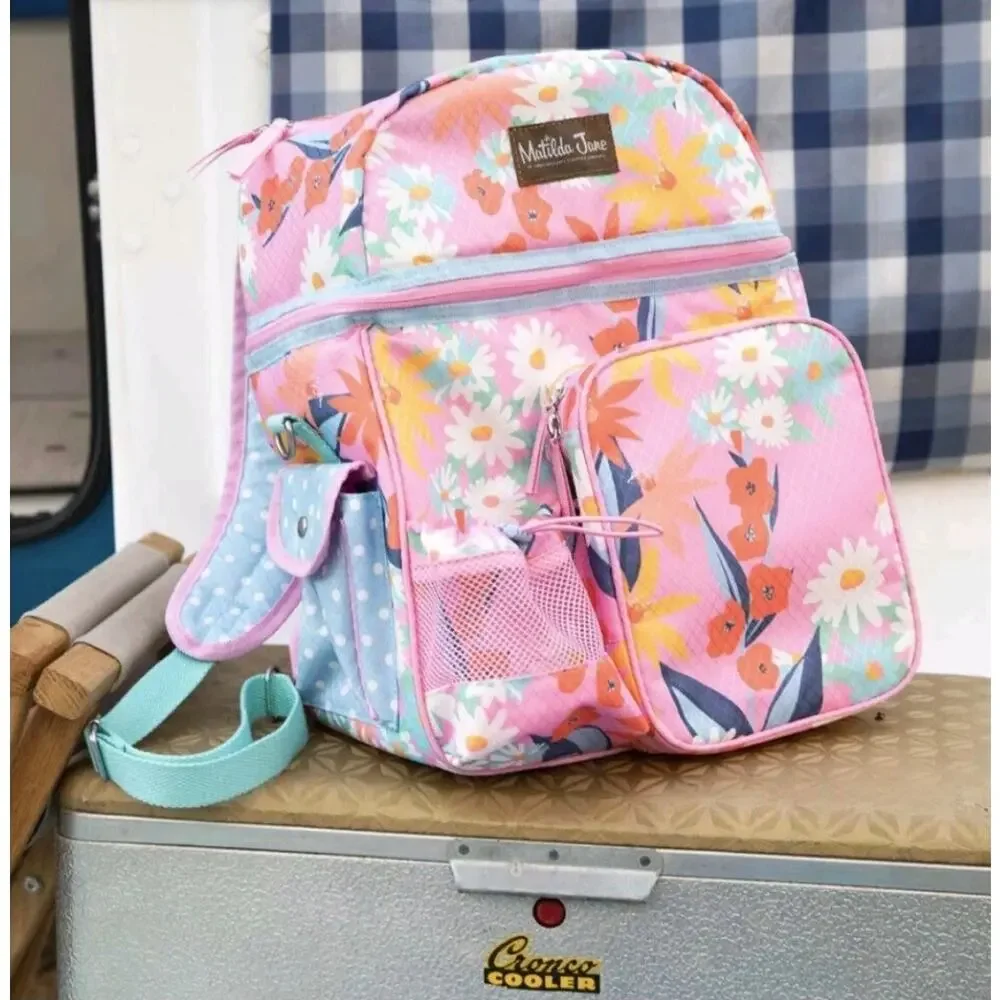 Matilda Jane Women’s Everything Packed Cooler Backpack PINK BLUE FLORAL